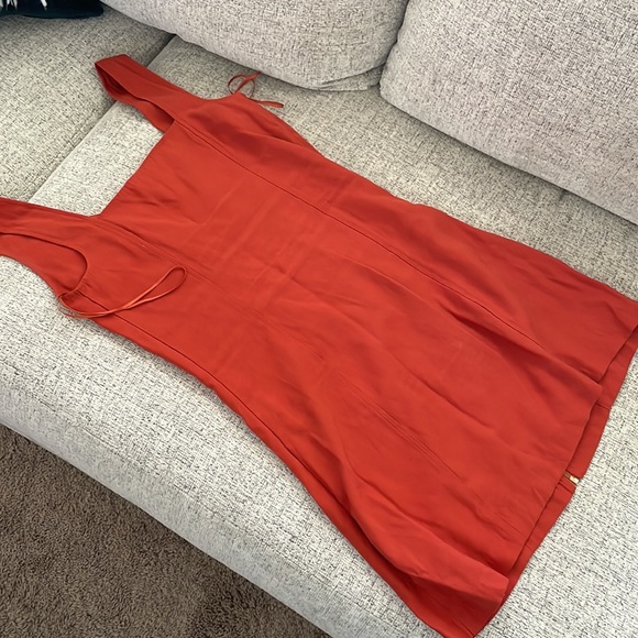 Rustic orange vintage zip up denim mini dress - Picture 7 of 7